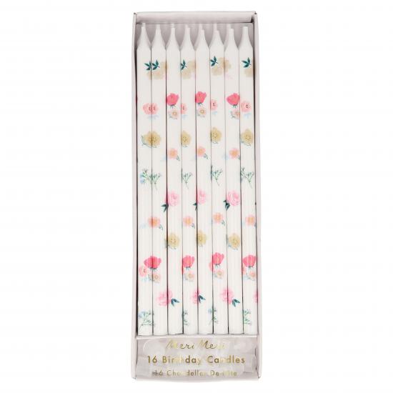Meri Meri - Tapered Floral Candles - Çiçek Desenli Mumlar 