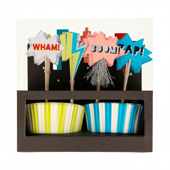 Meri Meri - Superhero Cupcake Kit - Süper Kahraman Cupcake Seti - 24’lü