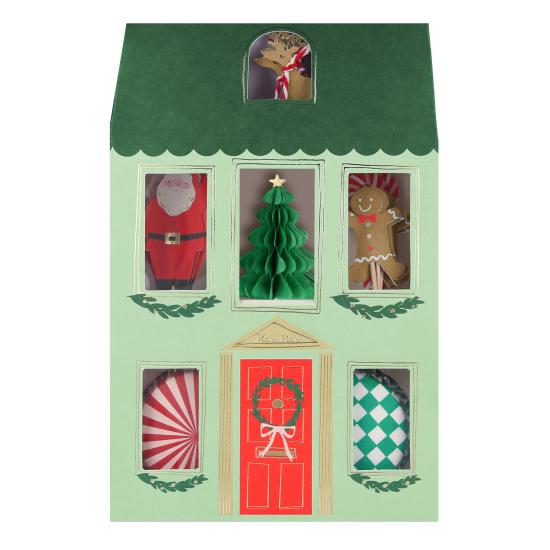 Meri Meri - Festive House Cupcake Kit - Yeni Yıl Evi Cupcake Kit (24’lü)