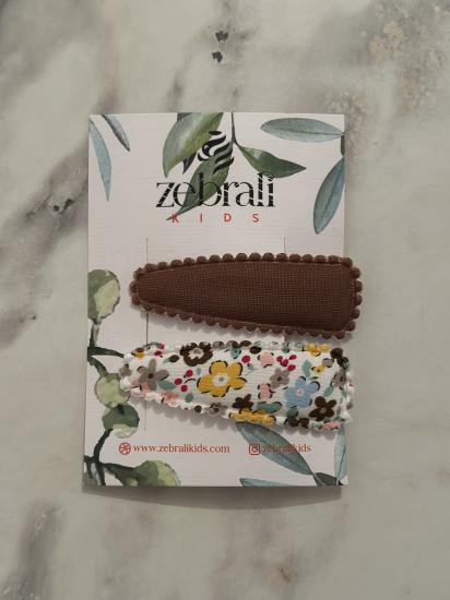 Kahve/Renkli Çiçekli Klips Toka