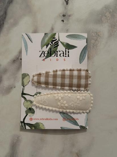 Bej Dantelli/Kahve Pötikare Klips Toka