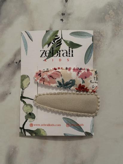 Bej/Pembe Çiçek Klips Toka