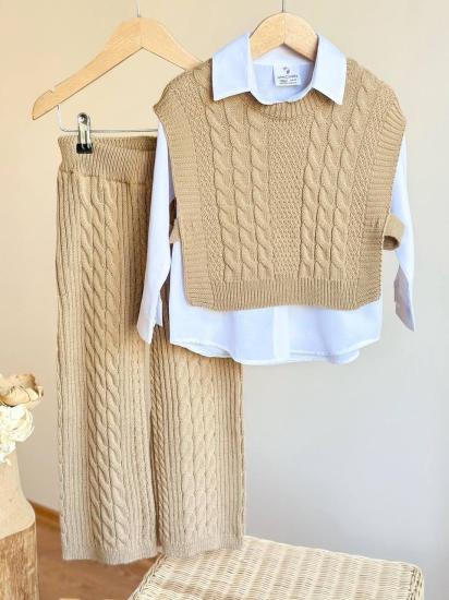 3’lü Kahve Triko Örgü Takım