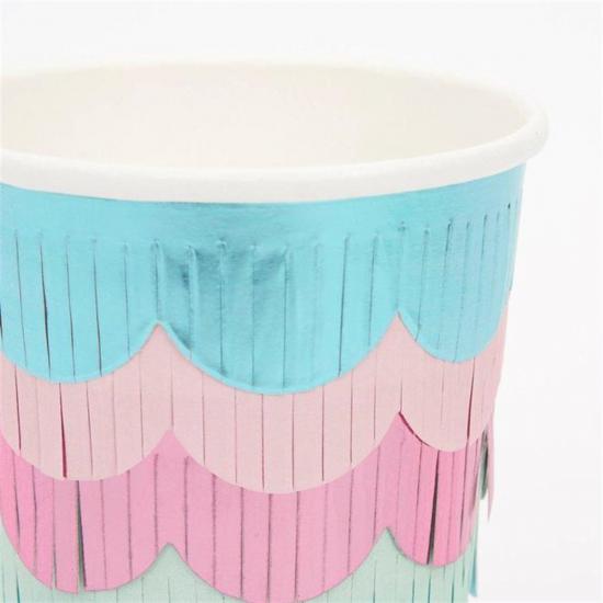 Meri Meri - Mermaid Scalloped Fringe Cups -Deniz Kızı Püsküllü Bardaklar