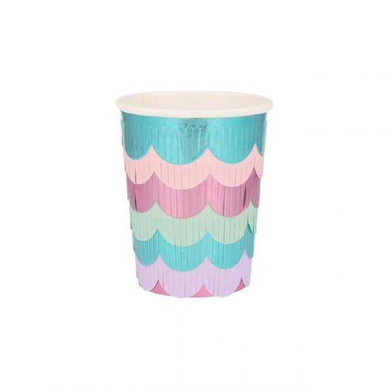 Meri Meri - Mermaid Scalloped Fringe Cups -Deniz Kızı Püsküllü Bardaklar