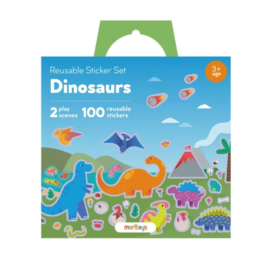 Moritoys - Reusable Sticker Set: Dinosaurs - Tak Çıkar Çıkartma Oyunu
